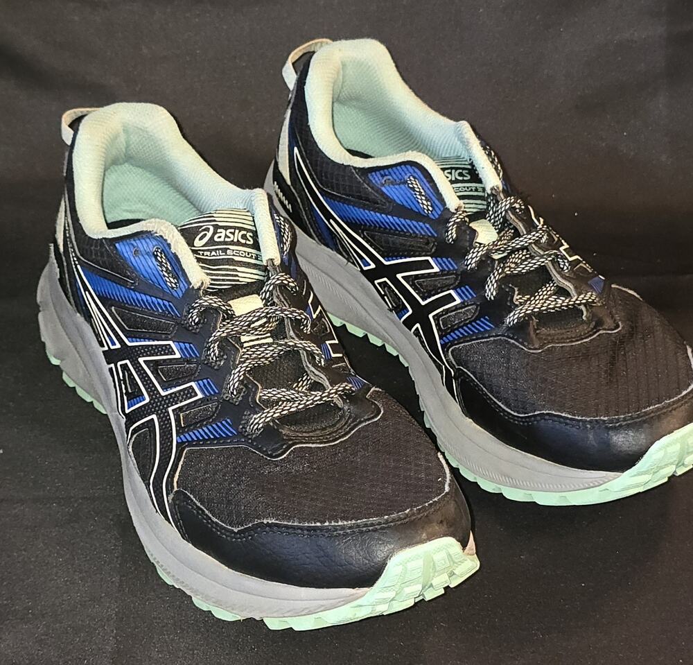 Asics Trail Scout 2 Sneakers Womens Sz 10 Athletic Shoes Black w/blue 102B039